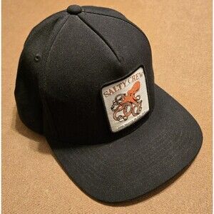 Salty Crew Octopus Black Patch Logo Adjustable Hat Snapback Baseball Cap
